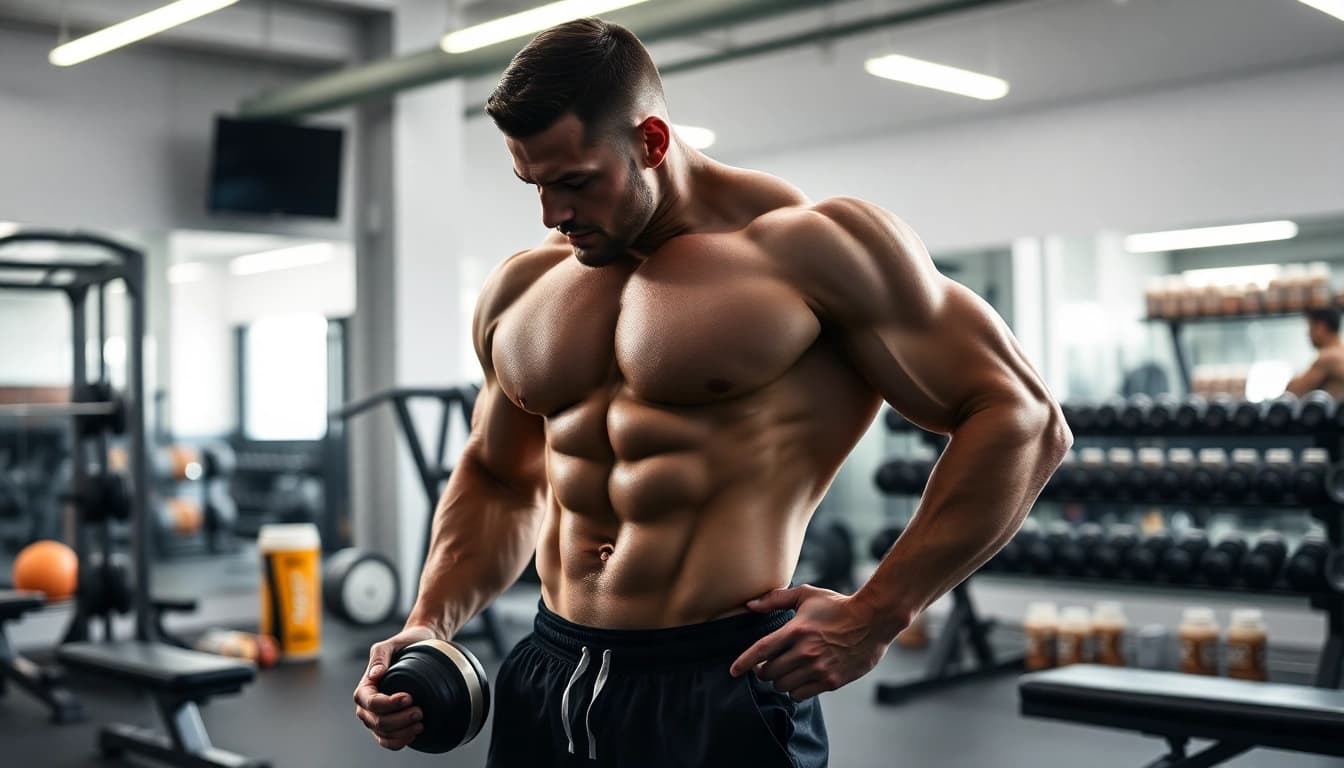Ernährung für Bodybuilder mit Unique Pharma Steroids in einem Fitnesskontext.