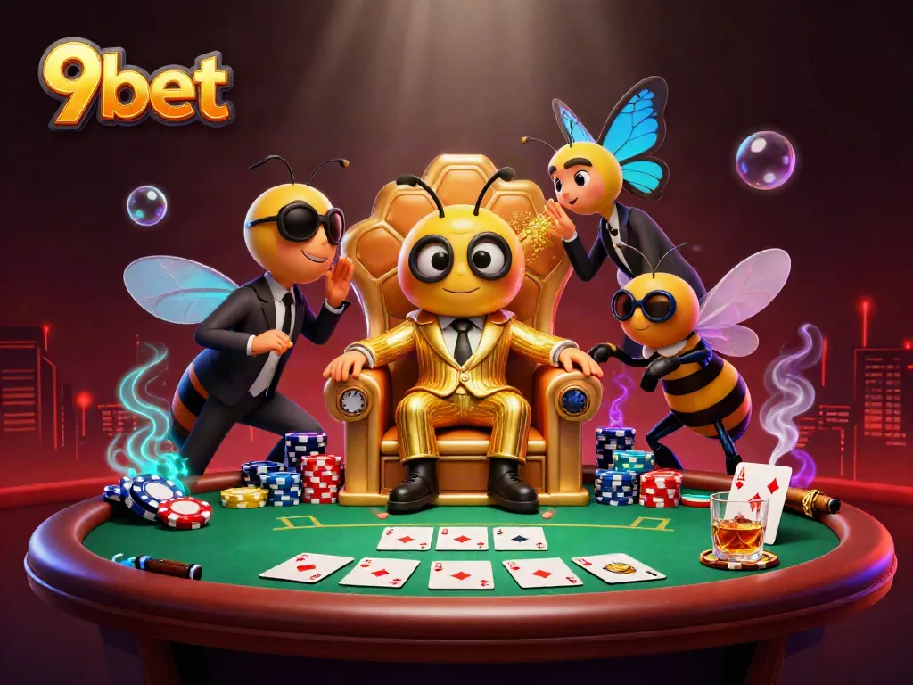 Engage with 9bet's vibrant casino scene featuring poker, mob bosses, and colorful characters