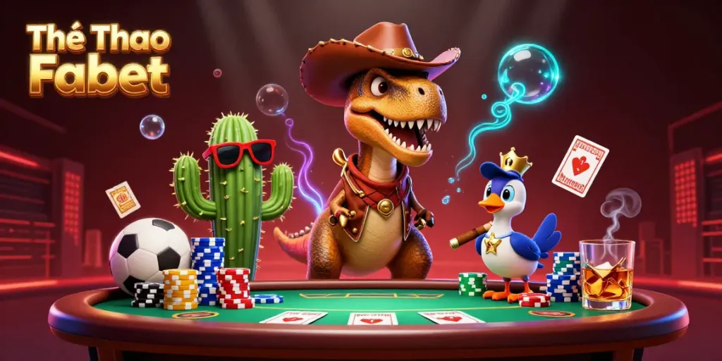 Experience thrilling sports betting action at Thể Thao Fabet with dynamic characters and vibrant casino elements