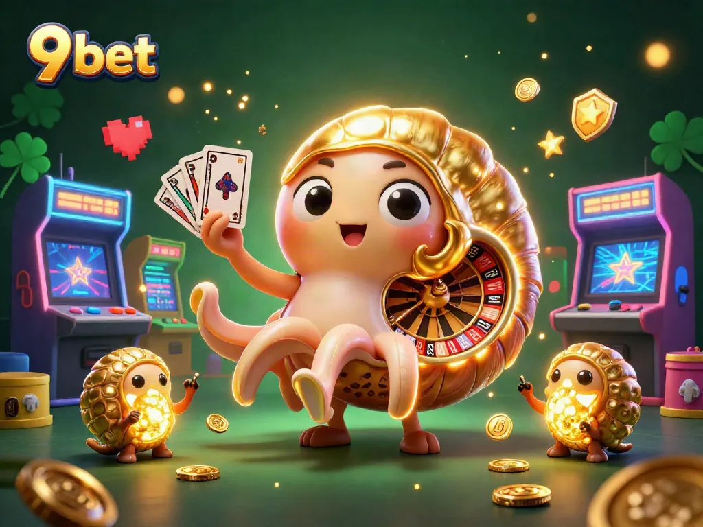 Experience exciting wins with 9 bet in a vibrant 3D casino illustration, dynamic gameplay awaits!