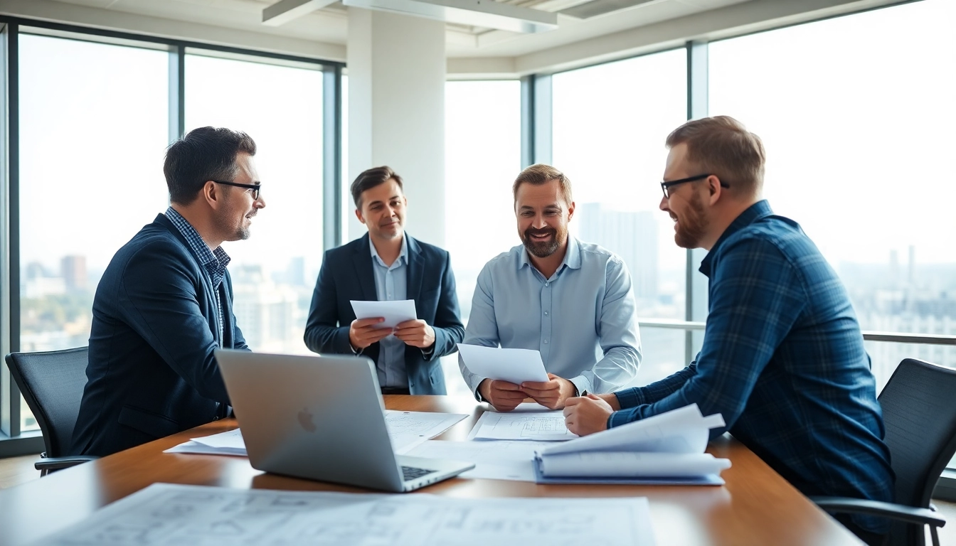 Headhunter Ingenieure bespricht Strategien mit Ingenieuren in einem modernen Büro.