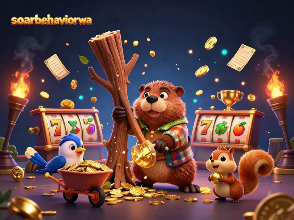 Engage with soarbehaviorwa's thrilling slots through cartoon characters in a vibrant casino scene.