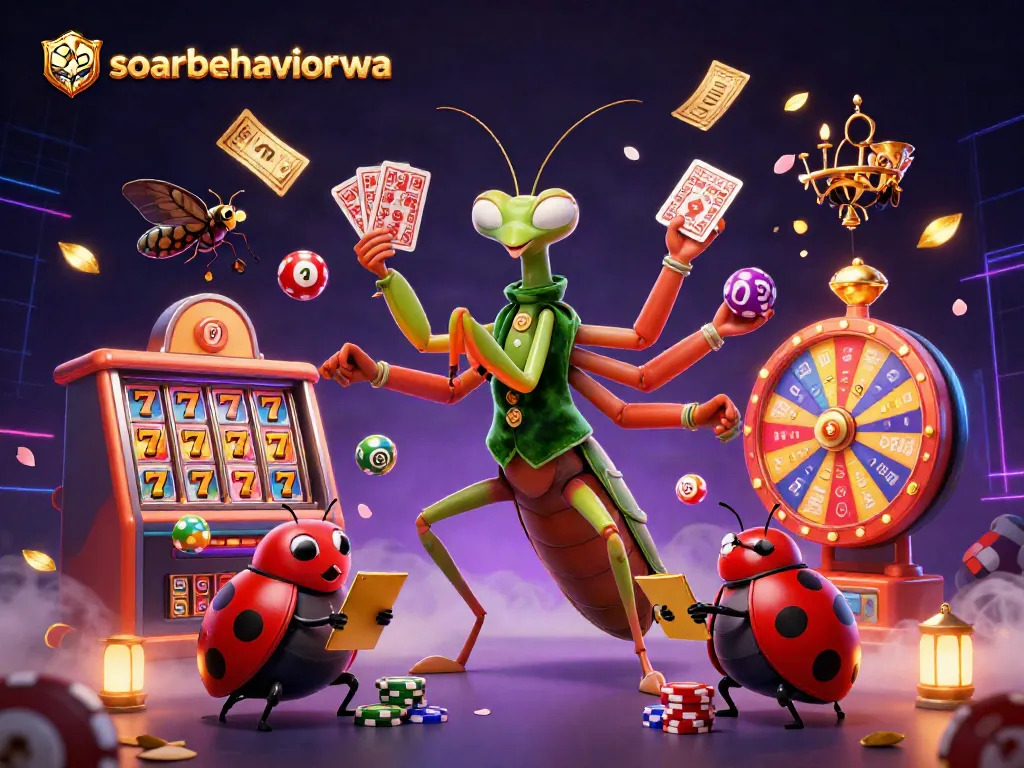 Engage in thrilling gaming activities with soarbehaviorwa's dynamic casino scene featuring vibrant slot reels.