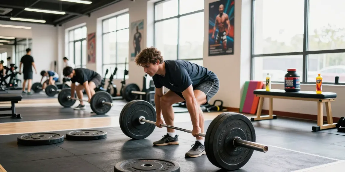 Anabolika Shop featuring a dynamic gym scene with an athlete performing deadlifts, surrounded by fitness gear and motivational ambiance.