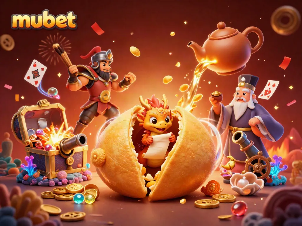 Experience the excitement of mubet's casino offerings with golden dragons, treasure, and vibrant gameplay.