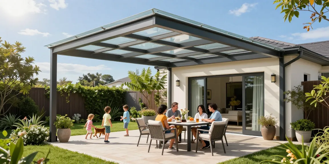 Genießen Sie Terrassenüberdachungen im Freien mit einer modernen Familienauszeit.