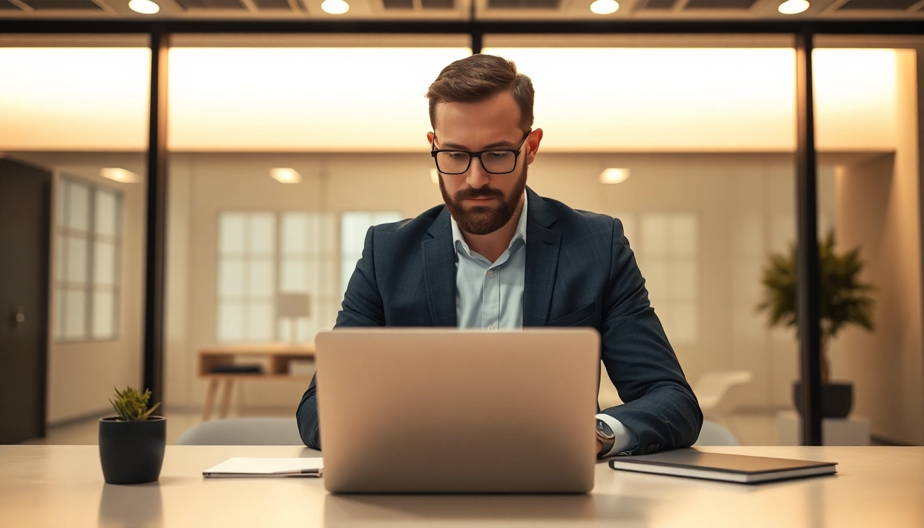 Headhunter analysiert Bewerberdaten in einem modernen Büro zur Talentakquise.