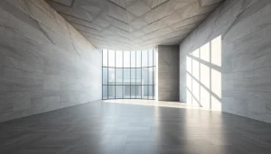 3D Visualisierung erstellen mit moderner Architektur und realistischen Texturen im hellen Raum.