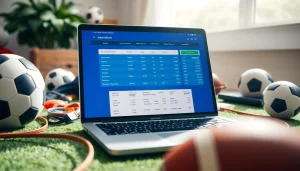 Explore neue online wettanbieter on a sleek laptop screen with sports designs and a modern interface.