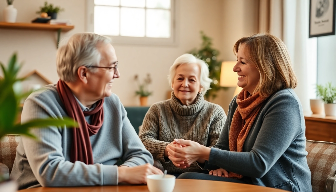 Engaging elderly couple receiving pflegeberatung köln support from a professional consultant.
