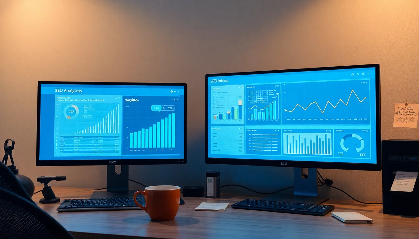 Optimieren Sie Ihr SEO-Ranking mit einem modernen digitalen Arbeitsplatz, der SEO-Analysen zeigt.