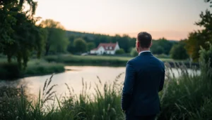 Hochzeitslocation im Freien, zauberhafte Kulisse mit sanfter Beleuchtung für eine unvergessliche Hochzeit.