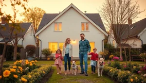 Erleben Sie den Traum vom Hauskauf: Ein einladendes Einfamilienhaus mit warmem Licht und blühenden Gärten.