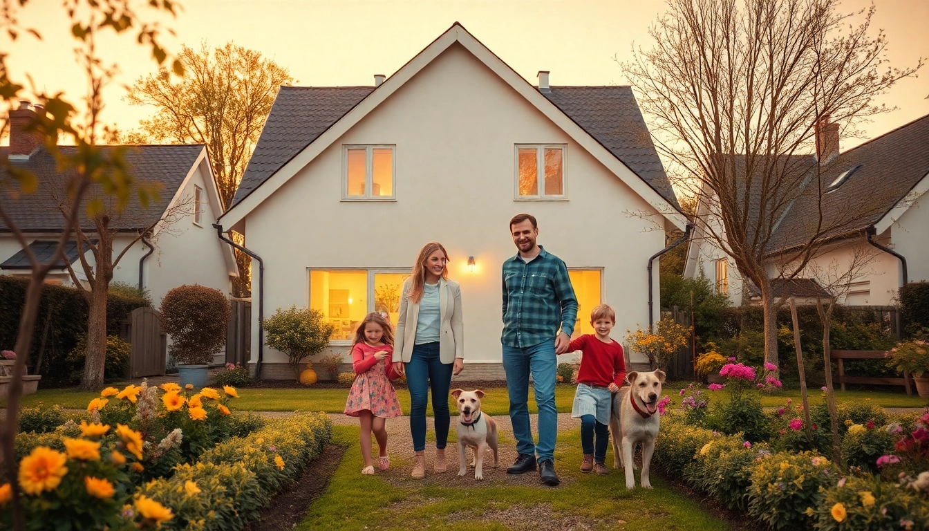 Erleben Sie den Traum vom Hauskauf: Ein einladendes Einfamilienhaus mit warmem Licht und blühenden Gärten.