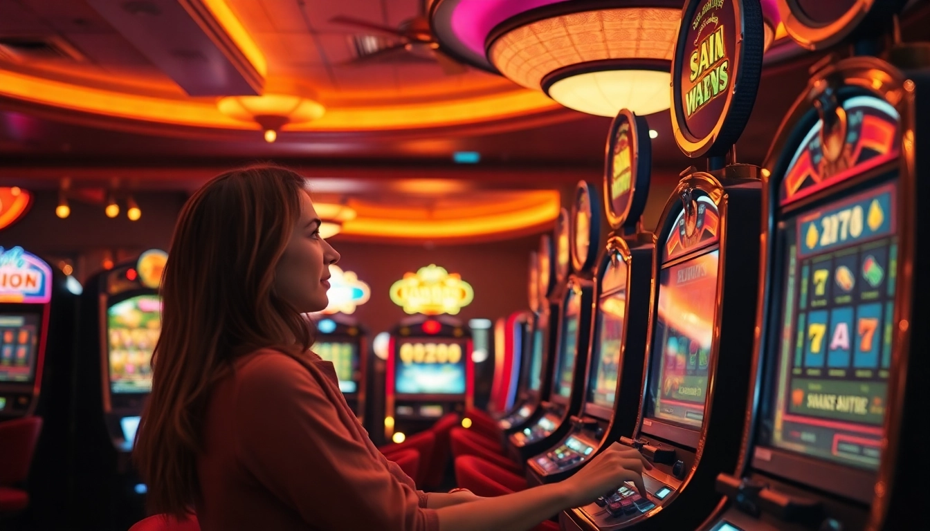 Erlebe die Spannung eines Bonus Casino mit bunten Spielautomaten und freudigem Spielerlebnis.