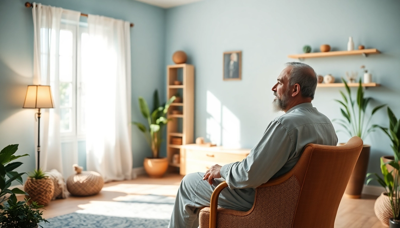 Chaker Cheniti, Hypnosecoach, führt eine beruhigende Sitzung im Therapieraum durch.