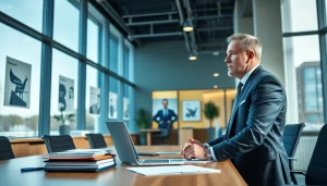 Headhunter Leverkusen engaging with a client in a modern office setting.