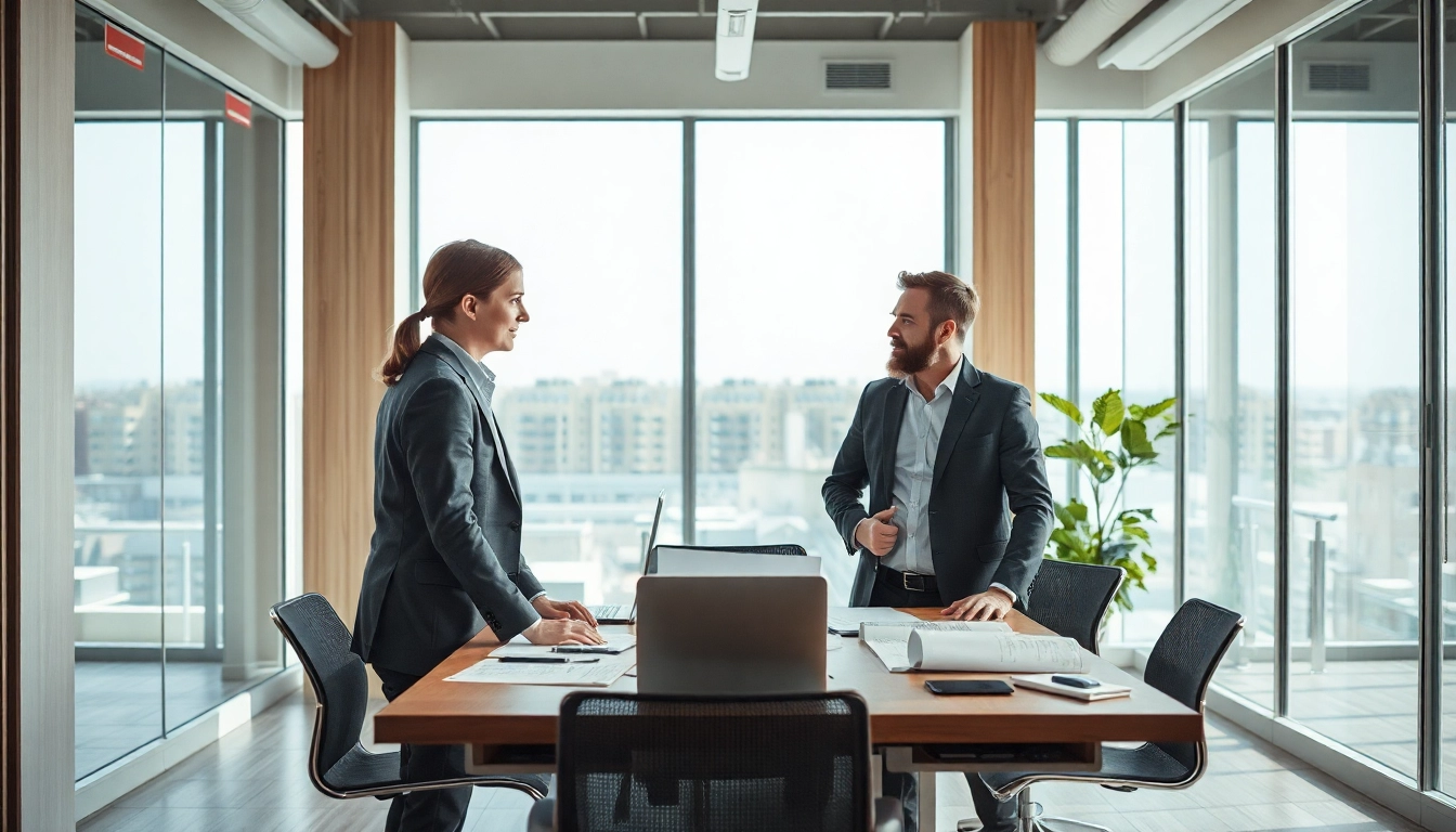 Headhunter Baubranche im professionellen Gespräch mit einem Bauleiter.