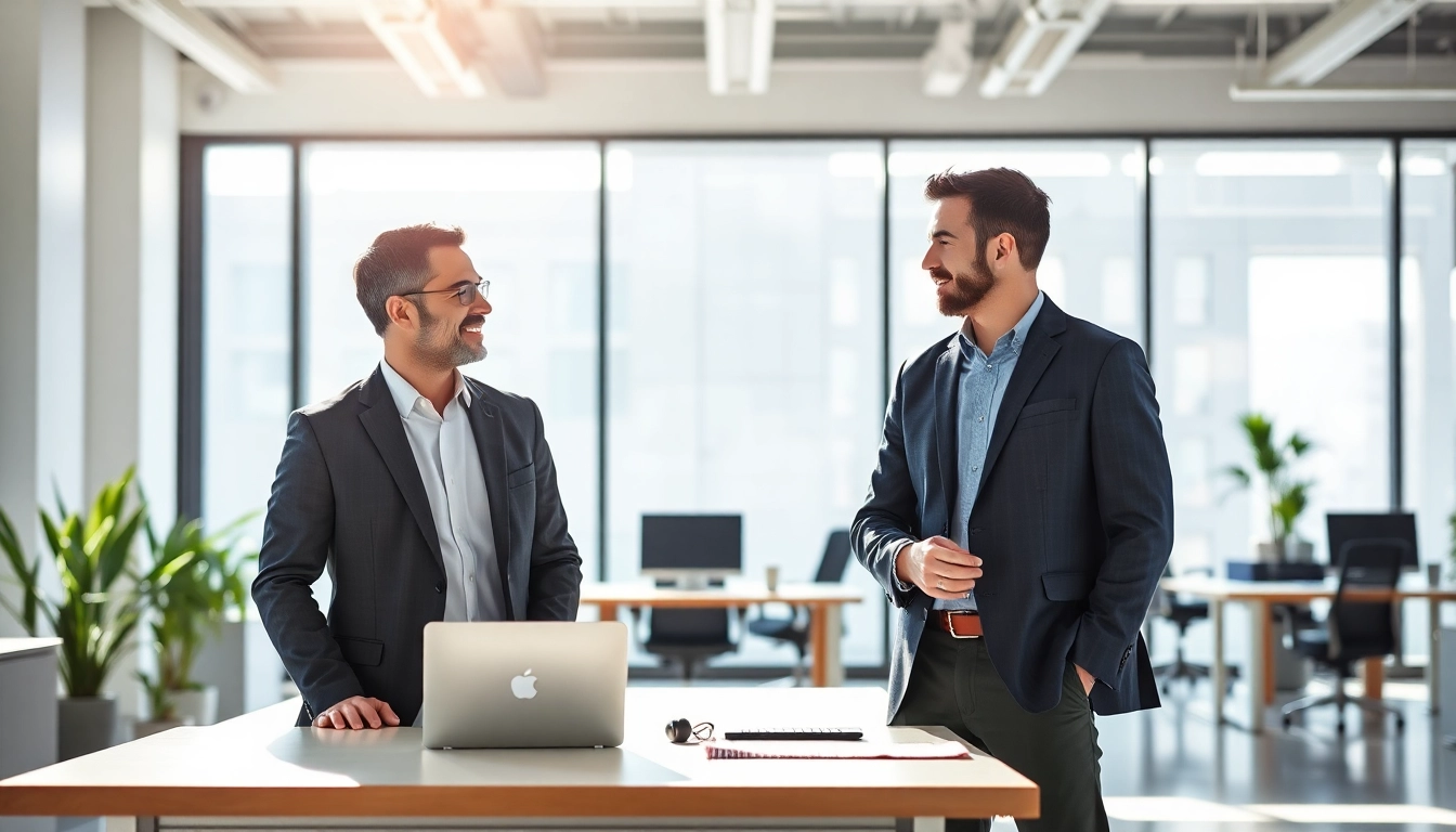 Professioneller Headhunter Vertrieb berät einen Kunden in modernem Büro.