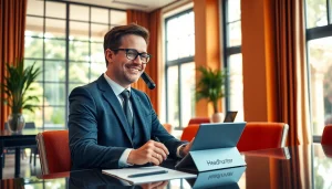 Headhunter Gastronomie im professionellen Büro beim Telefonieren.