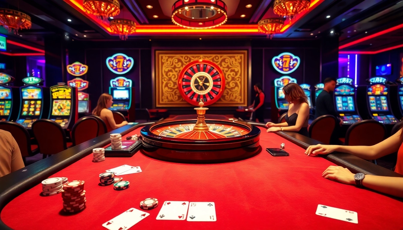 S8 casino scene featuring a lively blackjack table with colorful chips and cards, capturing the excitement of high-stakes gambling.