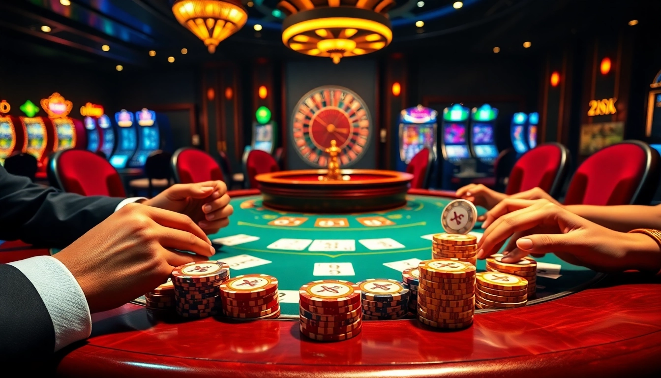 Engaging casino scene with players at a poker table, featuring X88.COM chips.
